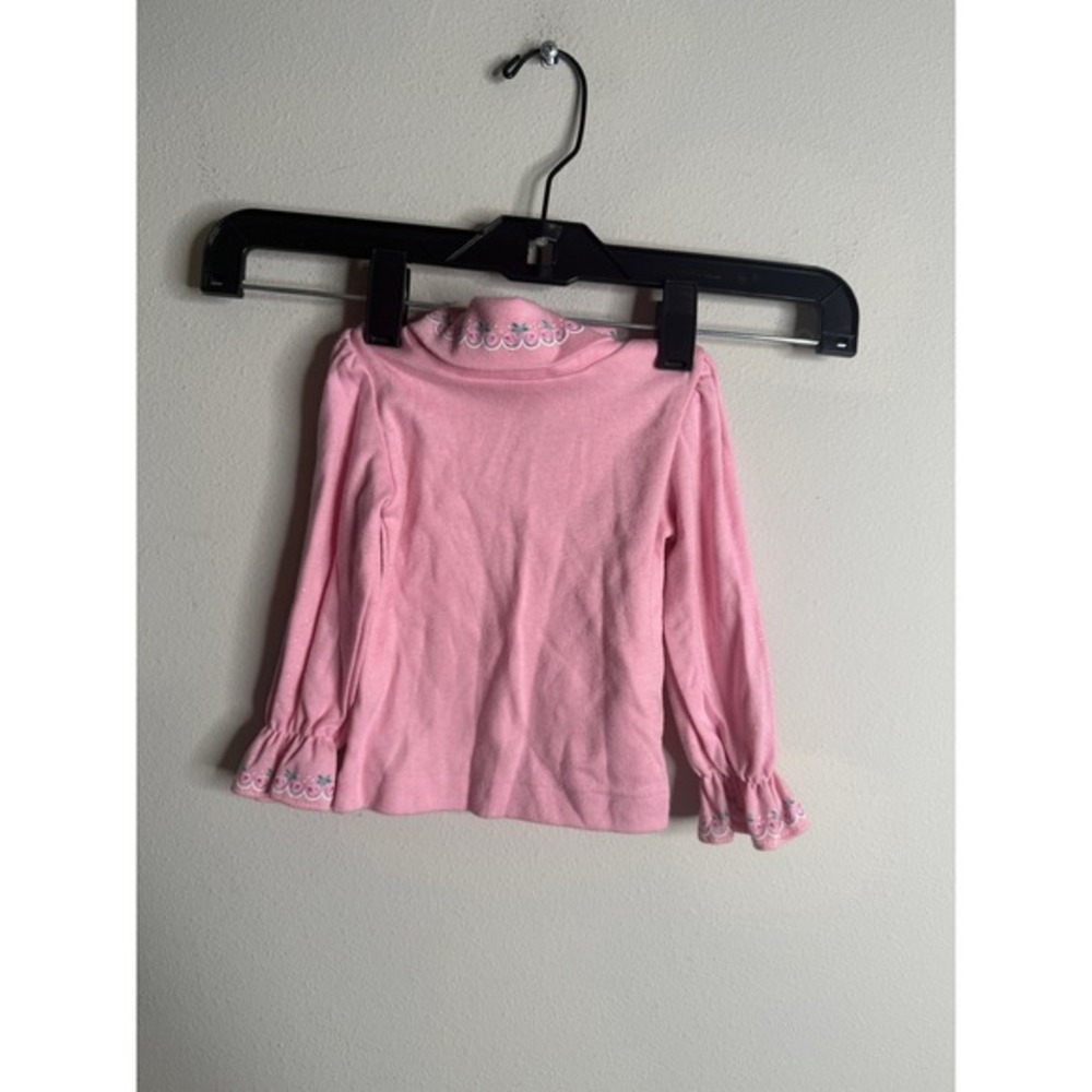 OshKosh B'Gosh Baby 6-9M Vintage Pink Floral Embroidered Ruffle‎ Long Sleeve Top